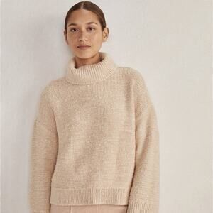 Haven Well Within Marled Turtleneck Sweater Woman’s Size S Beige Chunky Knit